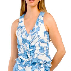 Walter Baker Valerie Blouse Floral Blue Ruffle Size Medium Paradise